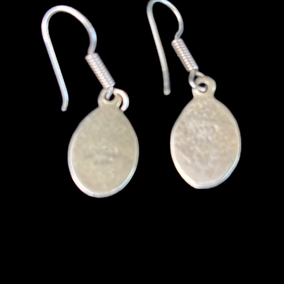 .925 Sterling Silver Turquoise Teardrop Dangle Earrings - Picture 5 of 8